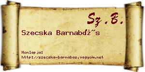 Szecska Barnabás névjegykártya