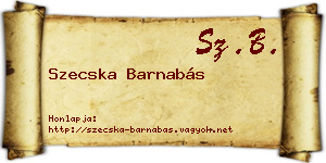Szecska Barnabás névjegykártya